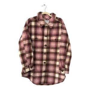 NWOT Old Navy Plaid Soft-Brushed Utility Shacket in Pink Plaid Size L